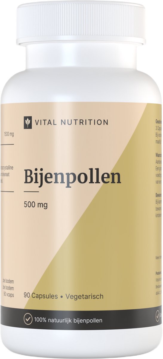 Bijenpollen - 100% Natuurlijk - Stuifmeelkorrels - Stuifmeel Pollen - 90 capsules - Vital Nutrition