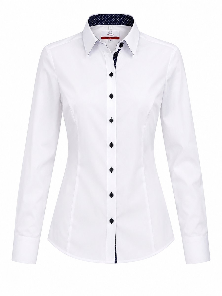 Greiff Dames Blouse SF 37.5 Wit Maat 38 – Stretch Business Blouse met Lange Mouwen