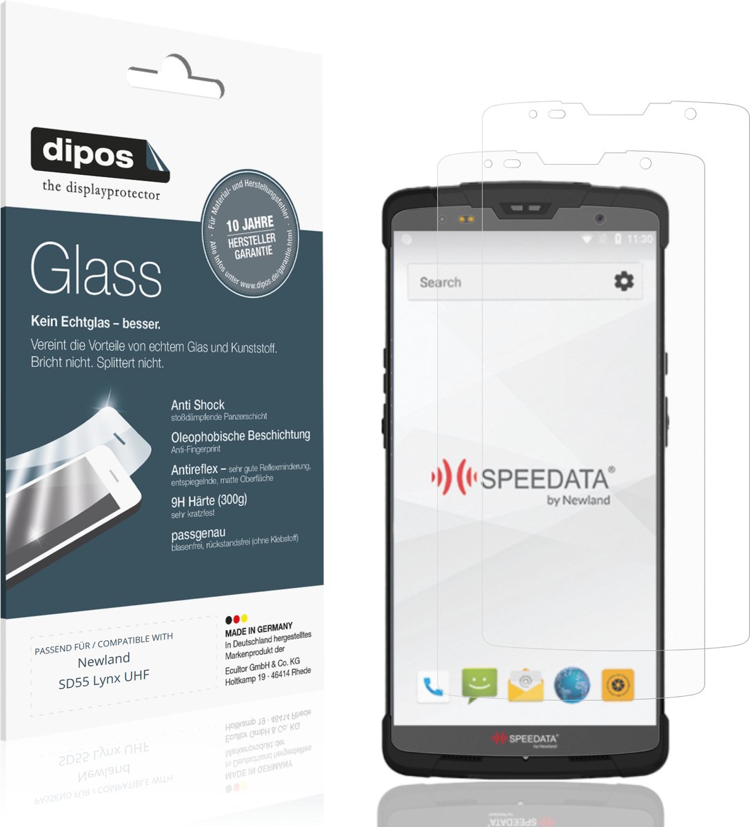 dipos – 2x Matte Pantserfolie geschikt voor Newland SD55 Lynx UHF | 9H Screenprotector