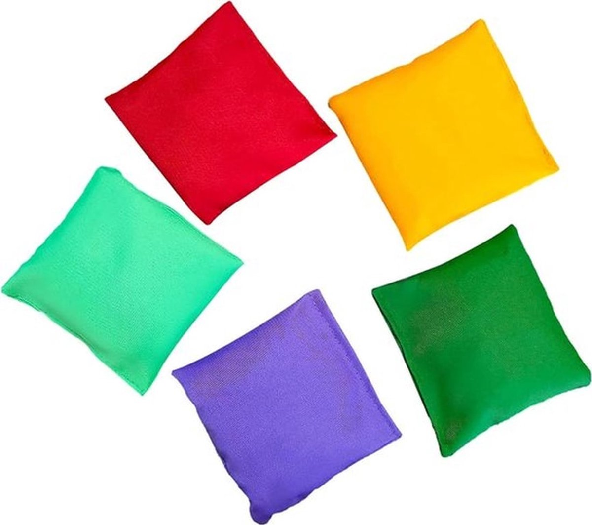 5 stuks kleurrijke cornhole zakjes voor kinderen - werpset voor buiten in de tuin, 7 x 7 cm