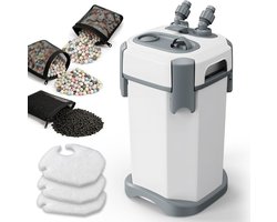 Stille externe aquariumfilter voor optimale waterkwaliteit en zuurstofvoorziening in aquaria
