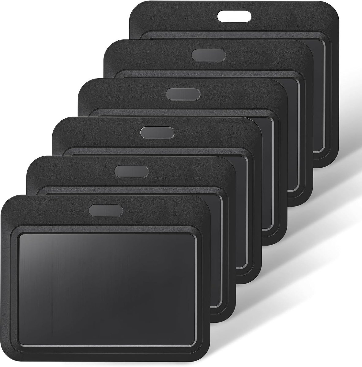 6 Stuks Zwarte ID Badge Houder Horizontaal Hard Plastic Met Duidelijk Venster Voor Kantoor School ID Kaarten, Creditcards en Sleutelkaarten