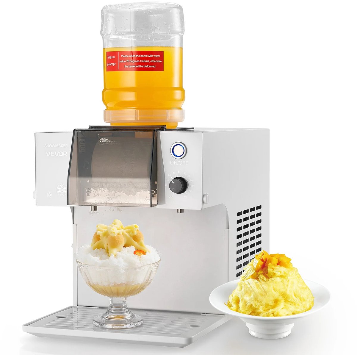 Velori IJsmachine 80 kg/24u - Elektrische Ice Shaver - Snow Ice Maker - Sneeuwijsmachine - Instelbare Snelheid - RVS Mes - Snelle Voorkoeling