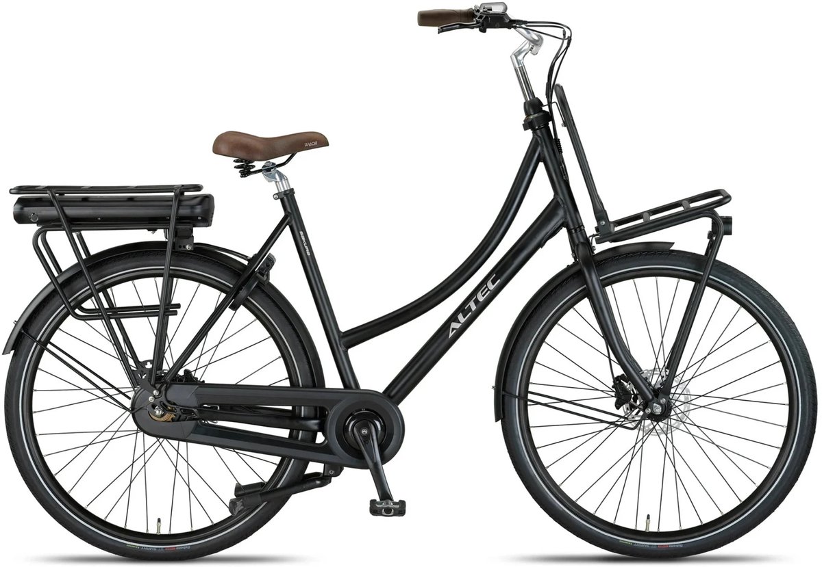 Altec Sakura - Elektrische Transportfiets - Damesfiets - 28 inch - 57 cm - Hydraulische Schijfremmen - Achterwielmotor - Mat Zwart