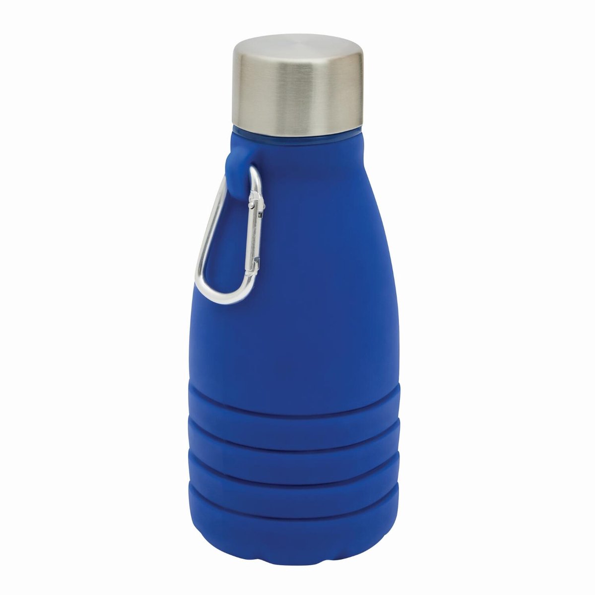 Trendoz Opvouwbare drinkfles - waterfles - blauw - kunststof - 550 ml - schroefdop - ophanghaak - 8 cm indrukken - sport - op reis - ruimtebesparend
