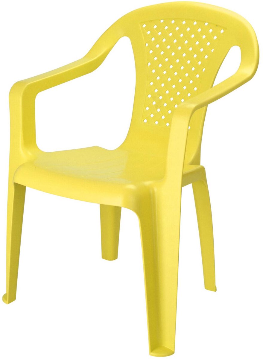 Pro Garden Stoeltjes voor kinderen - 1x - geel - 38 x 52 cm - voor binnen en buiten - kunststof - voor kinderen van 3 tot 7/8 jaar - stapelbaar