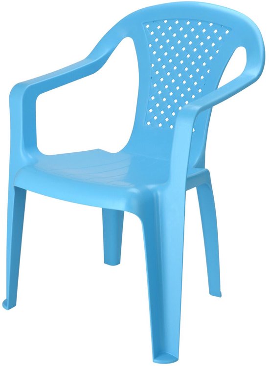 Pro Garden Stoeltjes voor kinderen - 2x - blauw - 38 x 52 cm - voor binnen en buiten - kunststof - voor kinderen van 3 tot 7/8 jaar - stapelbaar van Pro Garden — afbeelding 3