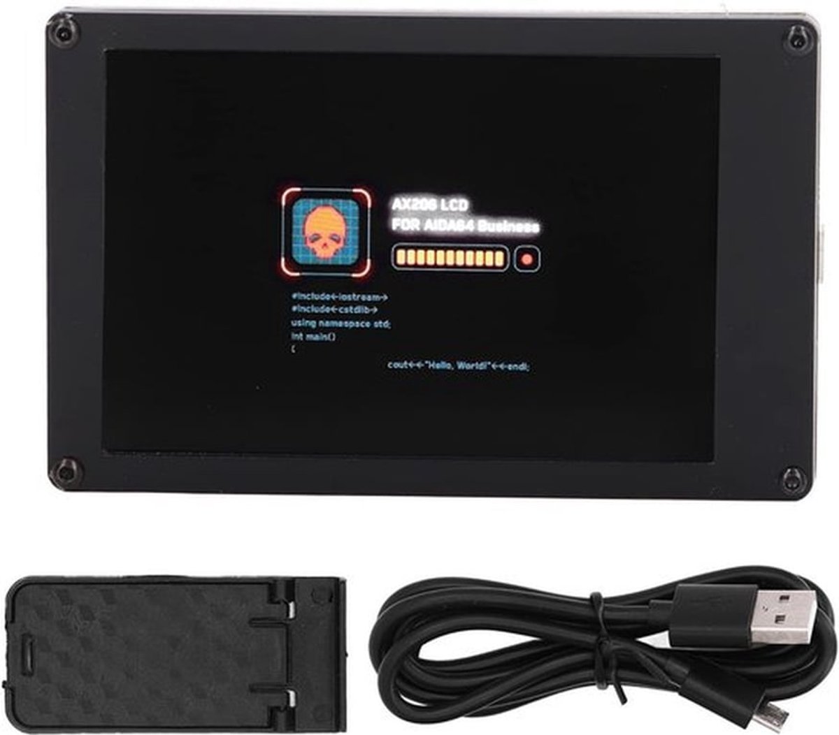 3,5 inch IPS LCD-monitor met subscherm, USB-interface en beugel. LCD-scherm voor USB AIDA64 en voor