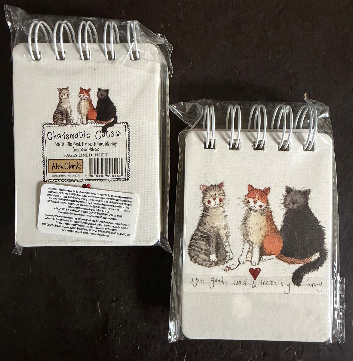 Alex Clark klein spiraal gebonden notitieblokje Charismatic Cats ~Katten Small Spiral Bound Notepad'