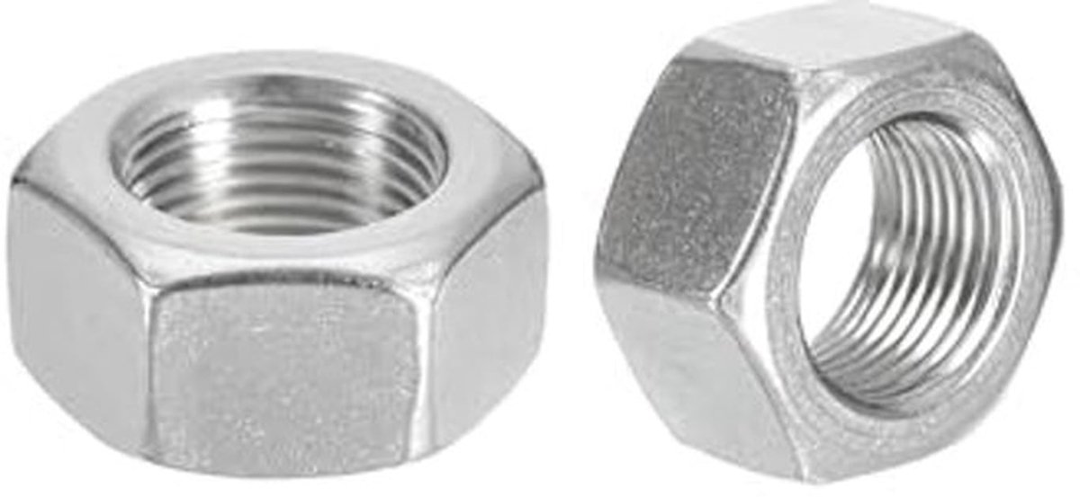 Zeskantmoeren (M6 x 0,75 mm) 50 stuks 304 roestvrij staal zeskantmoeren hardware met fijne draad, doe-het-zelf reparatiemachines, zilver