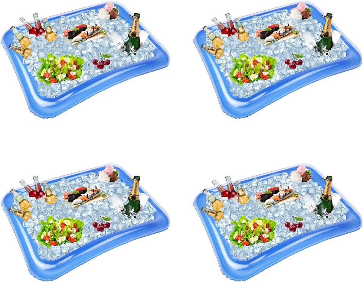 4-pack opblaasbare ijsbarkoeler voor feest, salade BBQ-picknick ijsvoedsel drankbuffetbak voor binnen en buiten feest