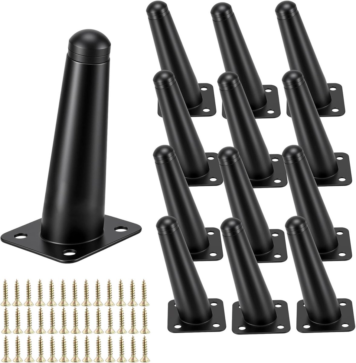 Set van 10 Zwarte Metalen Meubelpoten van 10 cm - Hoekige Poten voor Sofa, TV-kast en Stoelen