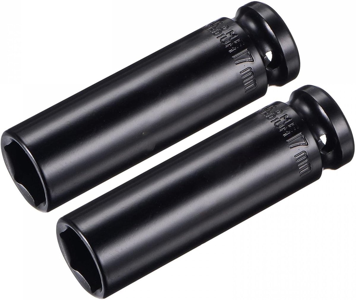 1/2" Drive 17mm Diepe Impact Socket van Gehard CR-V Staal, 3.15" Lengte, 6-Punt Metrische Maten, Set van 2 Stuks voor Professioneel Gebruik