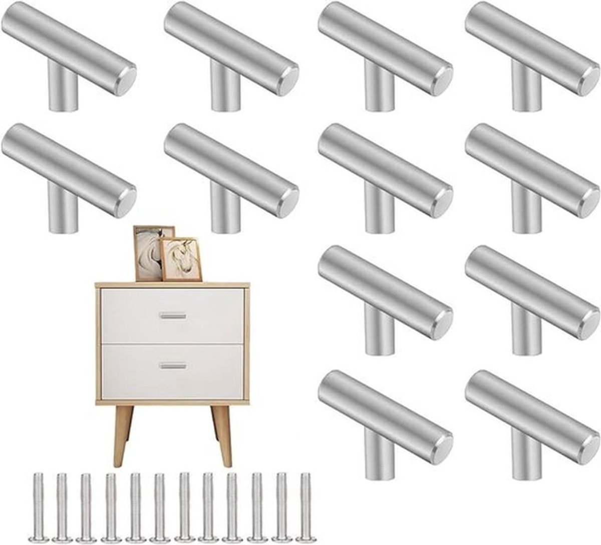 Handgreep voor keukenkastjes en ladekasten - Set van 12 stuks - Roestvrijstalen handgrepen