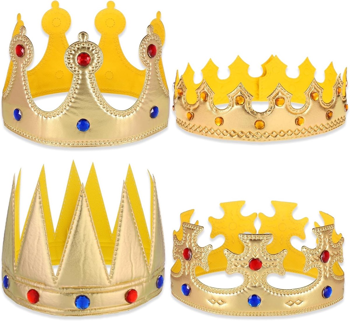 Gouden kroon voor volwassenen, koningskroon en prinsessenkroon voor themafeesten en verjaardagsfeestjes, kostuumaccessoires, feestelijke hoedjes, party decoratie