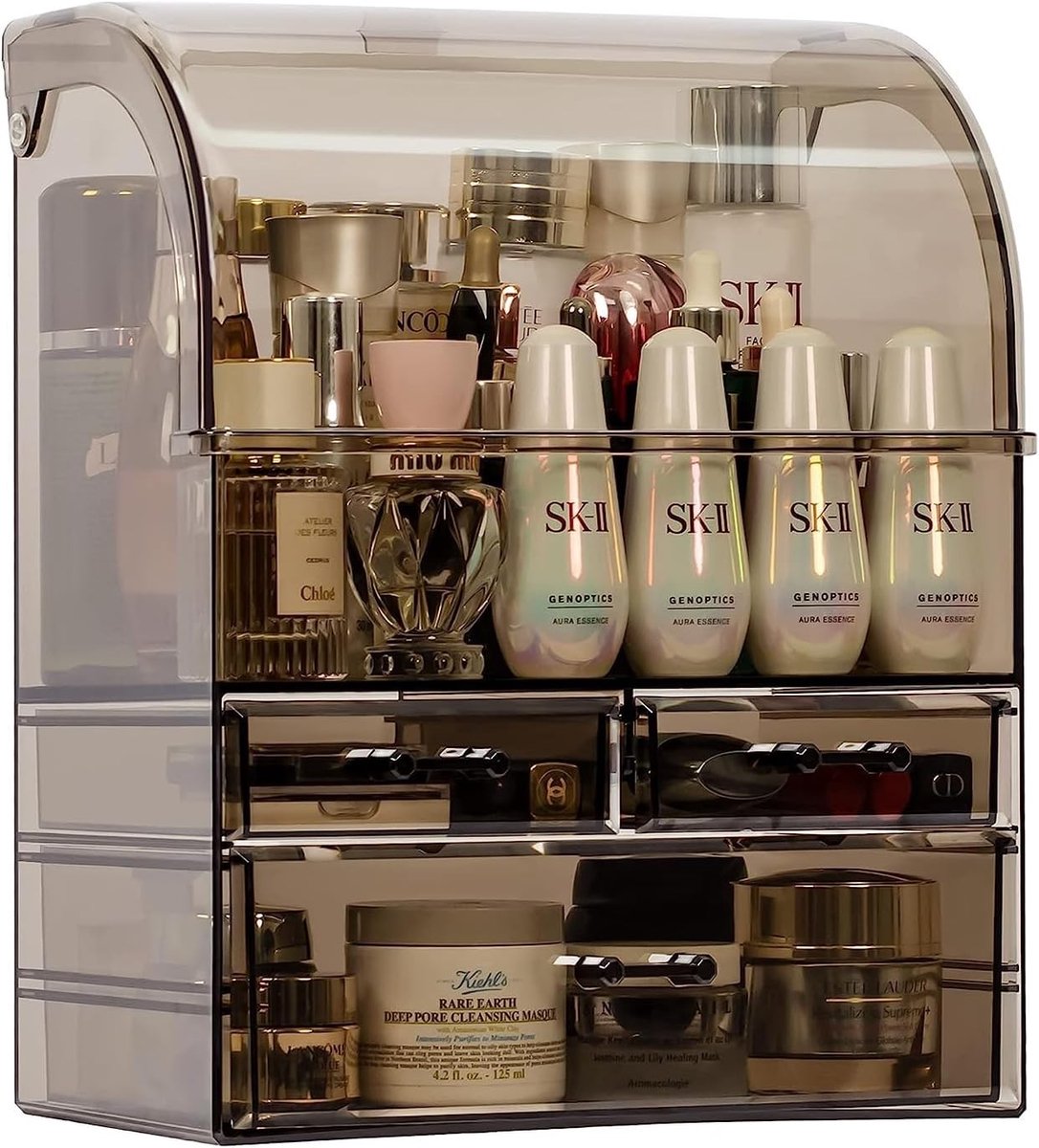 Professionele Make-up Organizer met Deksel, Waterdicht en Stofbestendig, Grote Opbergdoos voor Huidverzorging met 3 Lades, Ideaal voor Badkamer en Lipstickopslag