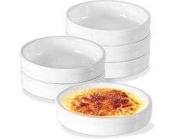Set van 6 keramische ramekins, 11,5 x 3,5 cm, ondiepe ronde ovenschaaltjes voor individuele taarten, mini taartschalen voor keuken en restaurant