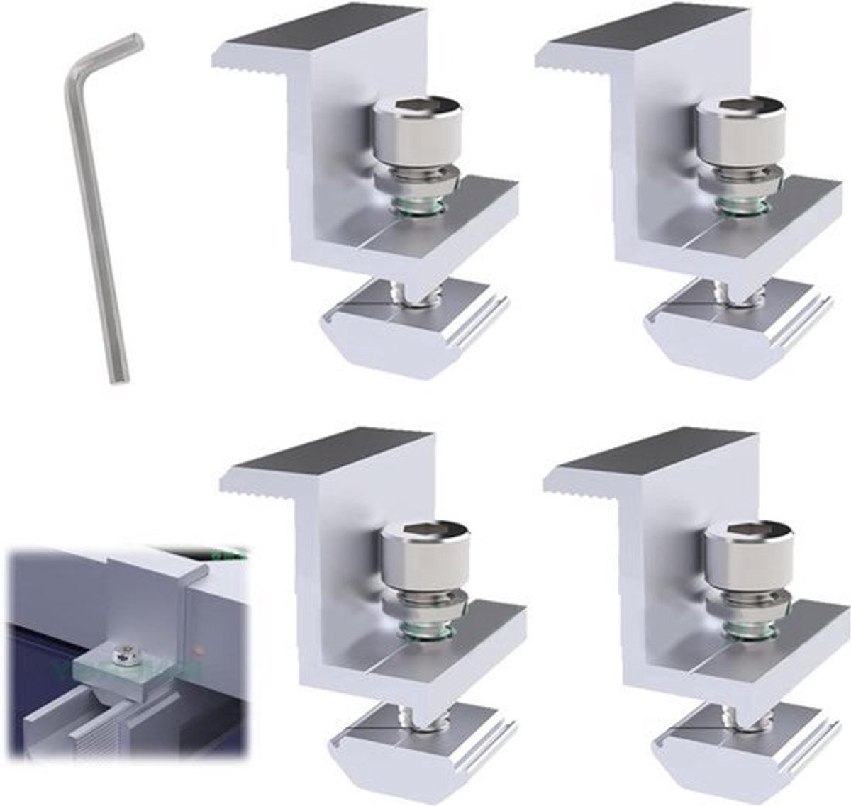 Zonnepaneelhouder Montageset 4 stuks - 30 mm Bevestiging Pv Fotovoltaïsche Eindklem .