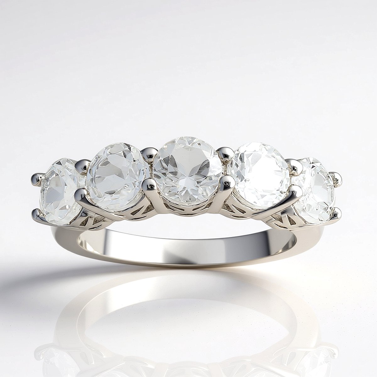 Cavill - Zilveren Ring 925 Sterling Zilver Gerhodineerd - Witte Topaas 2,8 ct Rond Facet - Elegante Dames Ring - Duurzaam & Krasbestendig