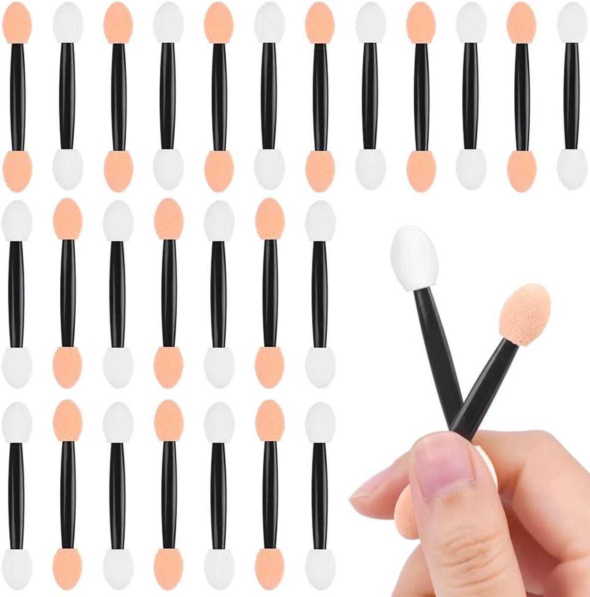 Professionele Wegwerp Oogschaduw Applicators - 50 Dubbelzijdige Make-up Spons Brushes voor Nauwkeurige Toepassing en Gemak (6 cm)