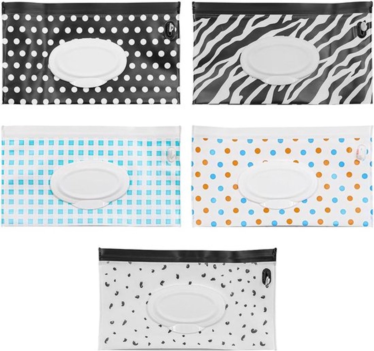- Veegdoekjes Container - Hervulbaar - Nat - Reizen - Dispenser - Doekjes - Geschikt voor Merk - Blauw 5 Pack Nat Veeg Pouch Hervulbare Doekjes Dispenser Reizen Container Doekjes Zak.