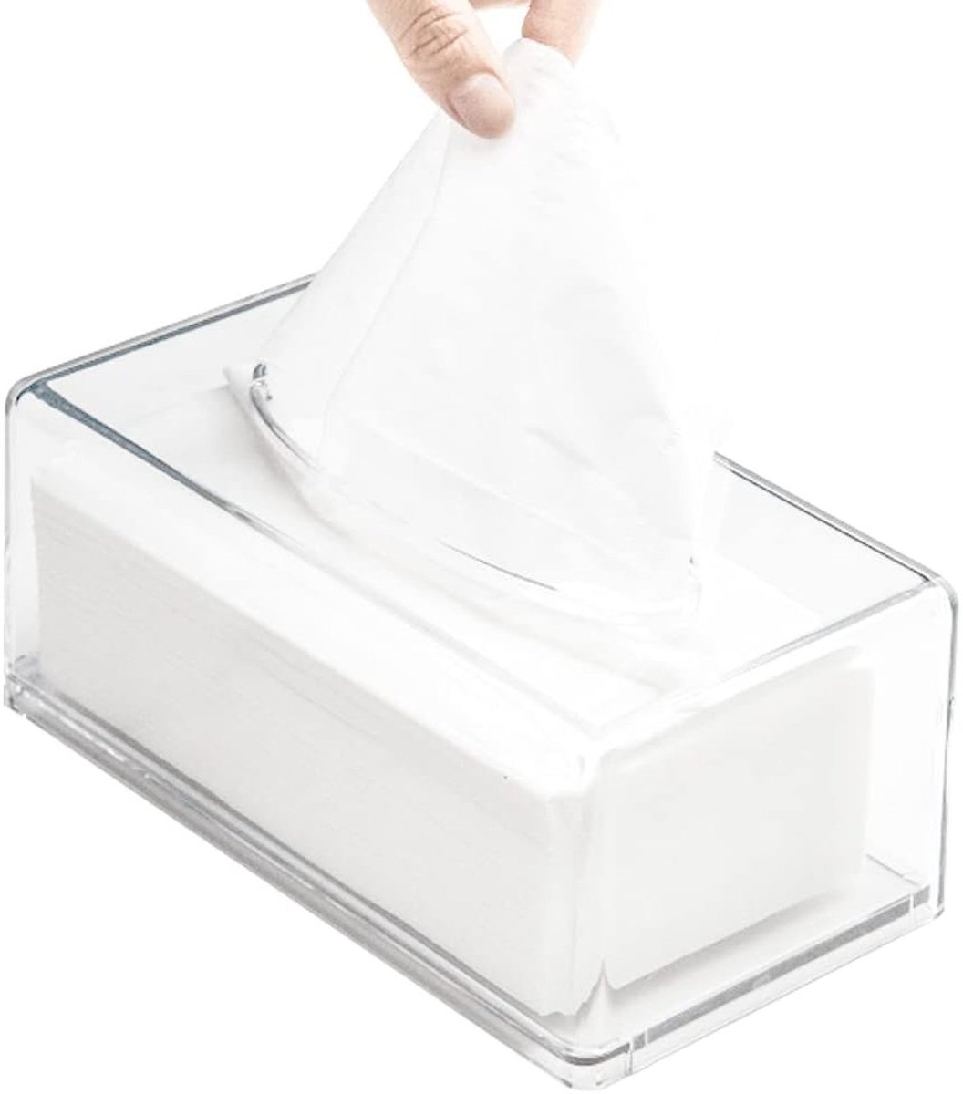 1 Stuk Acryl Tissue Box - Houdervoor Doekjes - Rechthoekige Dispenser -Transparante Afwerking - Duurzaam Acryl - Minimalistische Stijl - 22x12x9cm