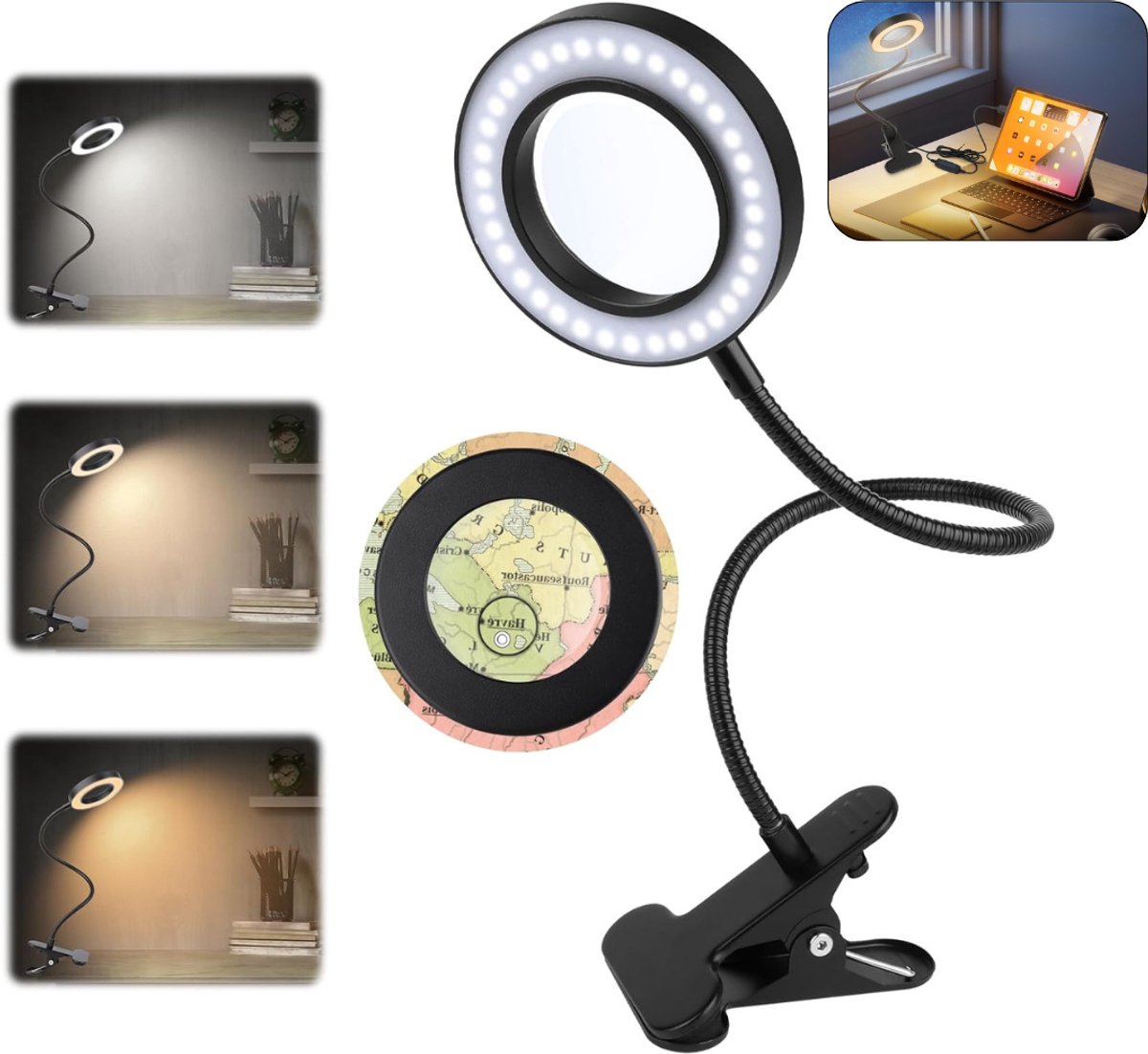 CLGP® Vergrootglas Met Licht - Leeslamp - Nauwkeurig Werk - Zwart