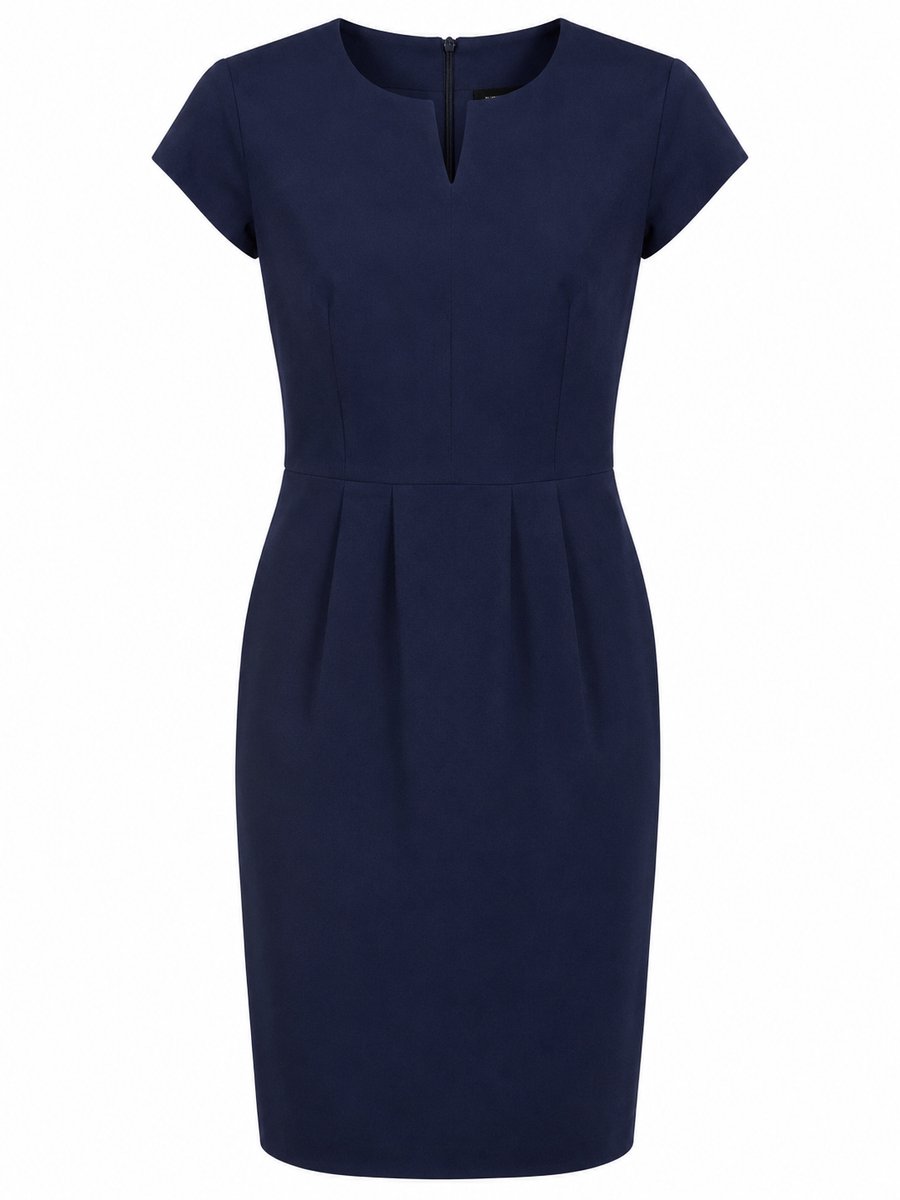 Greiff Dames Etuijurk Donkerblauw Premium Maat 34 – Zakelijke Jurk Slim Fit