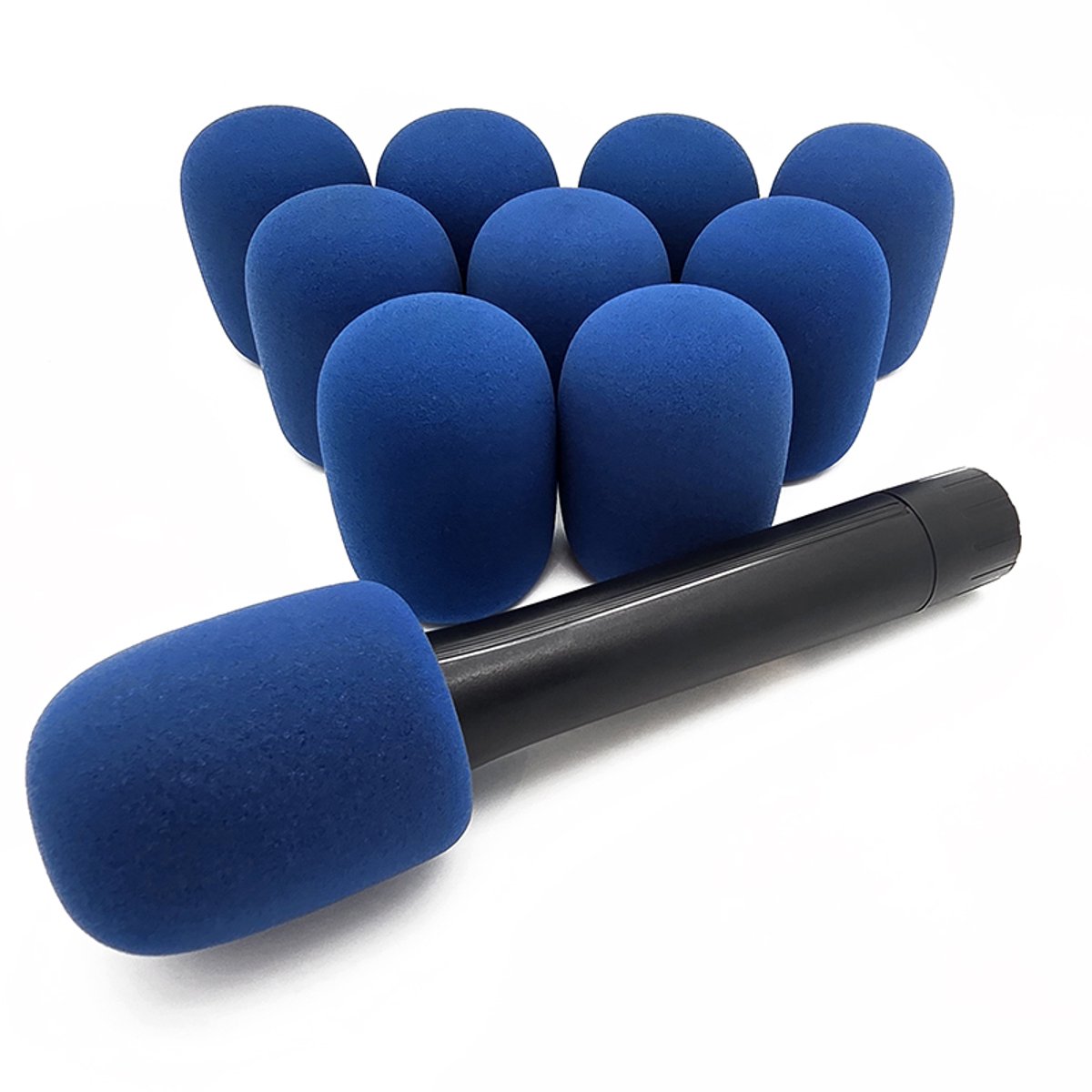 Foam Budget Plopkap set 10 stuks Voor Handheld microfoon -DONKERBLAUW