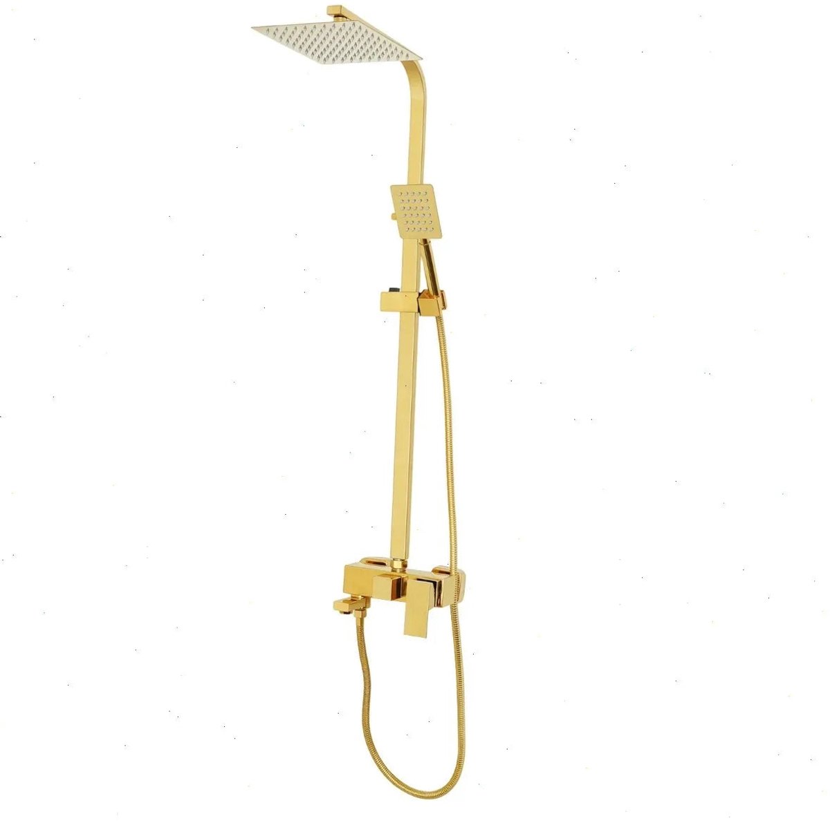 Home & Beyond® Regendouche Douchesysteem met Handdouche en Baduitloop - In Hoogte Verstelbare Douchekolom - Goud - 80-113 cm