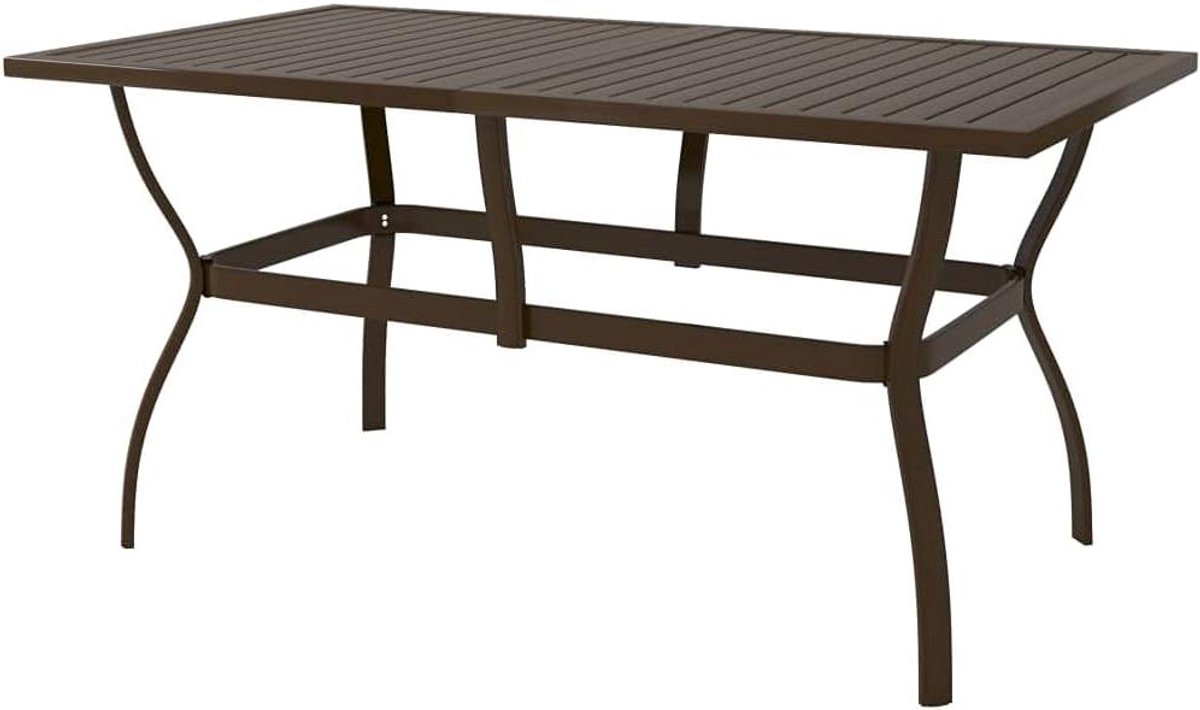 Outdoortafel - Terrastafel Balkontafel - Buiten Eten - Gepoedercoat Staal - 140 x 80 x 72 cm - Bruin