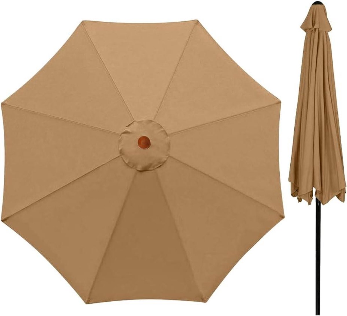 Parasolhoes Vervanging - Luifel Afdekking - Terras Schaduw - Waterdicht UV-bestendig - 300 cm - Kaki