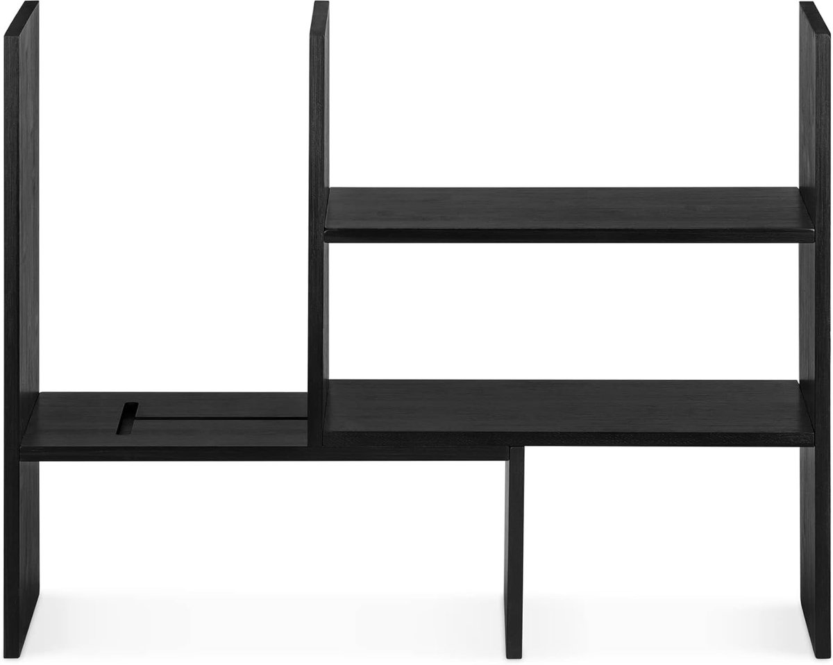 Instelbare Bamboe Bureau Organizer - Aanpasbare Desk Tidy Module - Bureau Opbergrekken - Zwart — cadeau in Wonen & Interieur - foto 8