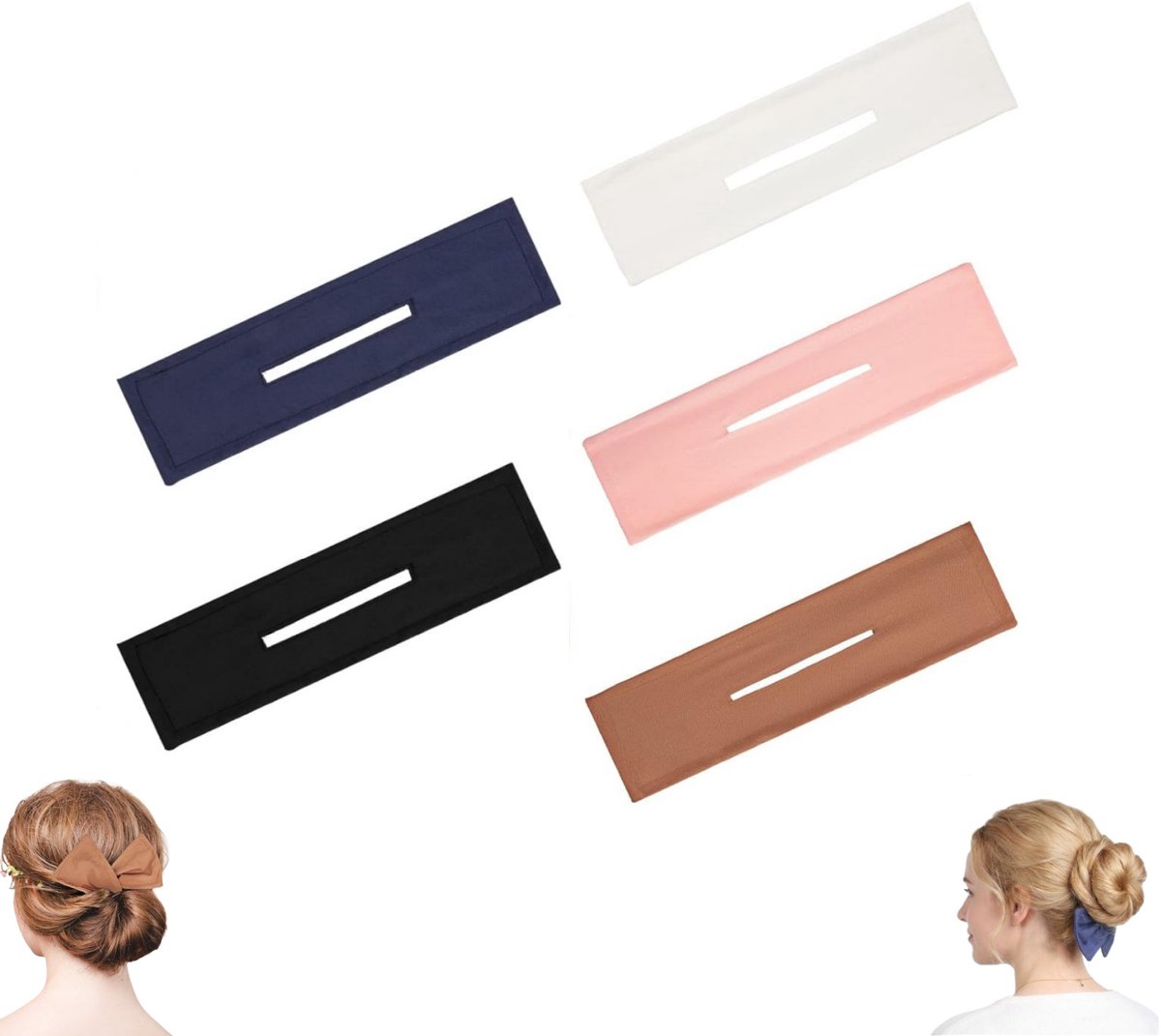 5 stuks - Draagbare haarknottool - Haaraccessoire voor Franse knotten - Draaibare haaraccessoire van stof - Flexibele haarknottool in meerdere kleuren - Geschikt voor het eenvoudig maken van knotten of Franse opsteekkapsels