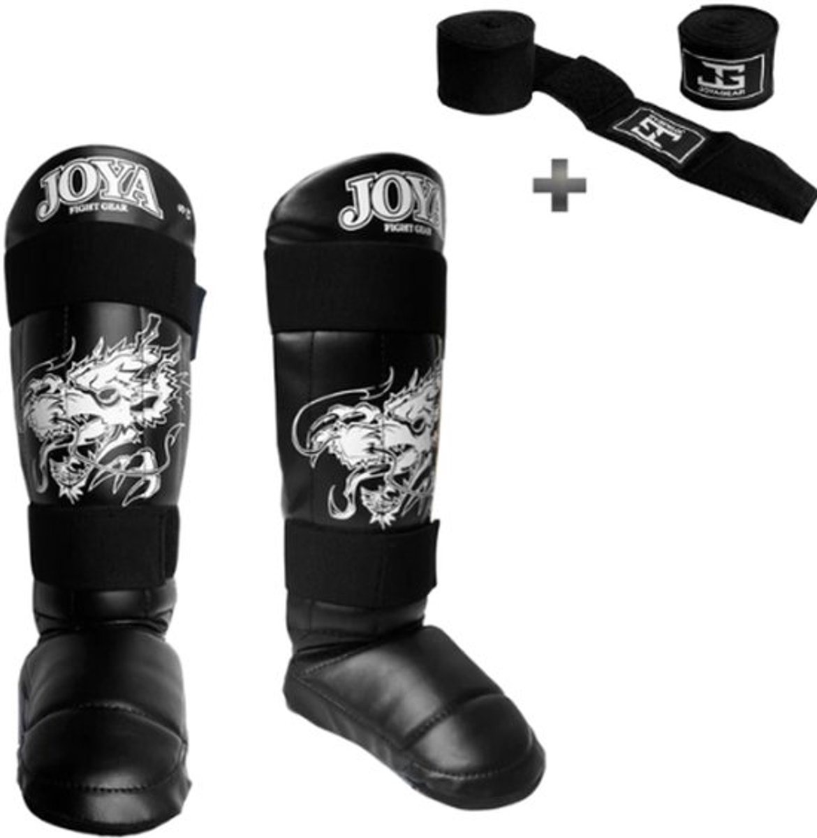 Joya Dragon Scheenbeschermers Kinderen – Maat XS – Kickboksen – Optimale Bescherming & Comfort – Wit – Incl. Bandage