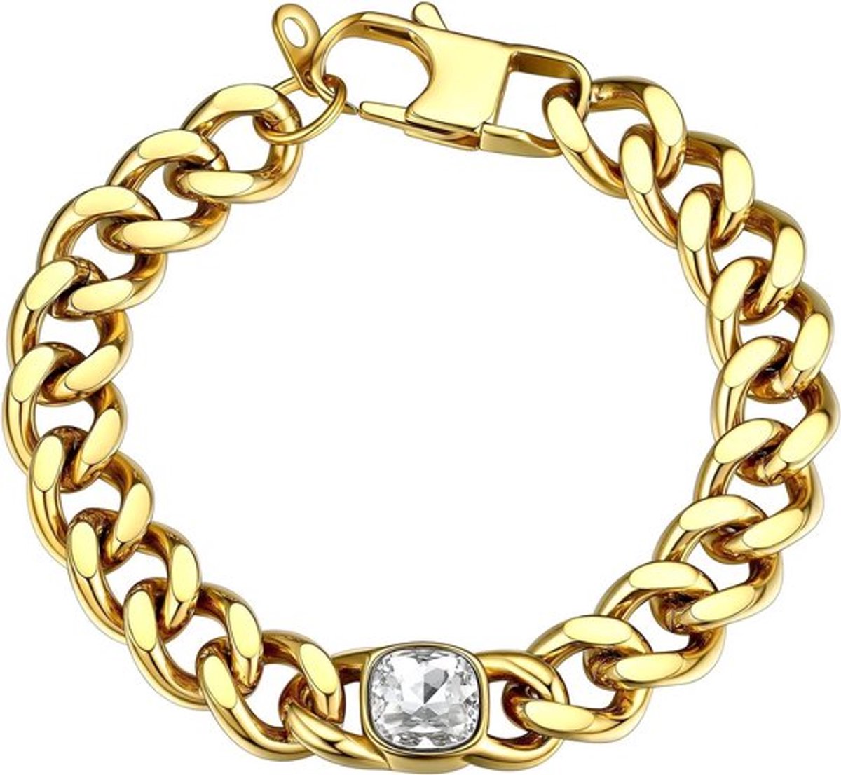 SVG commerce Armband van roestvrij staal met zwart/witte steen - Unisex - Met verpakking