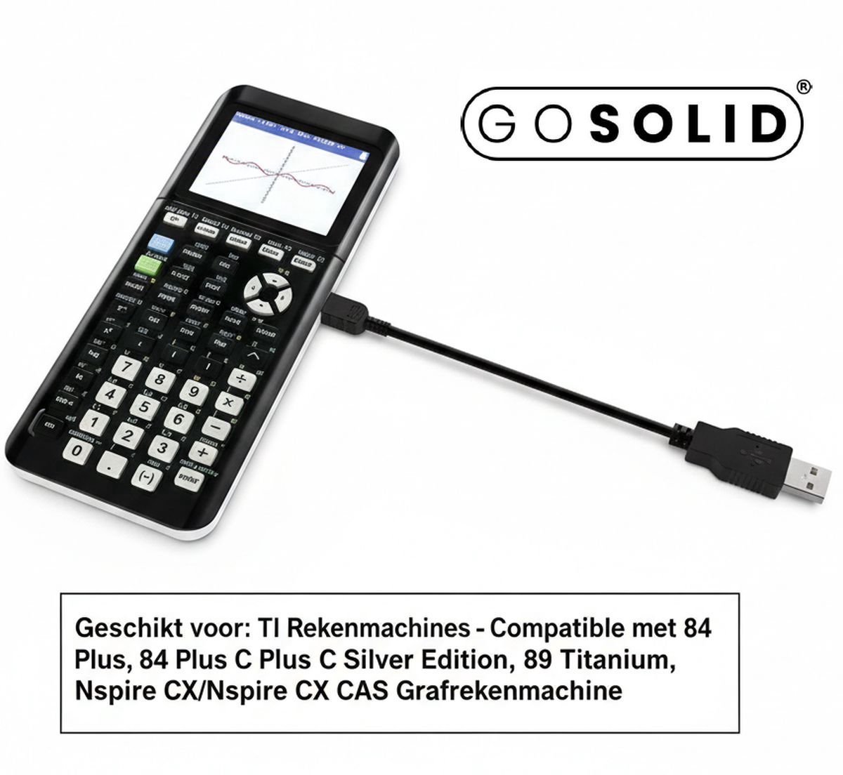 GO SOLID! kabel 1m geschikt voor Texas Instruments TI-84 Plus Rekenmachine