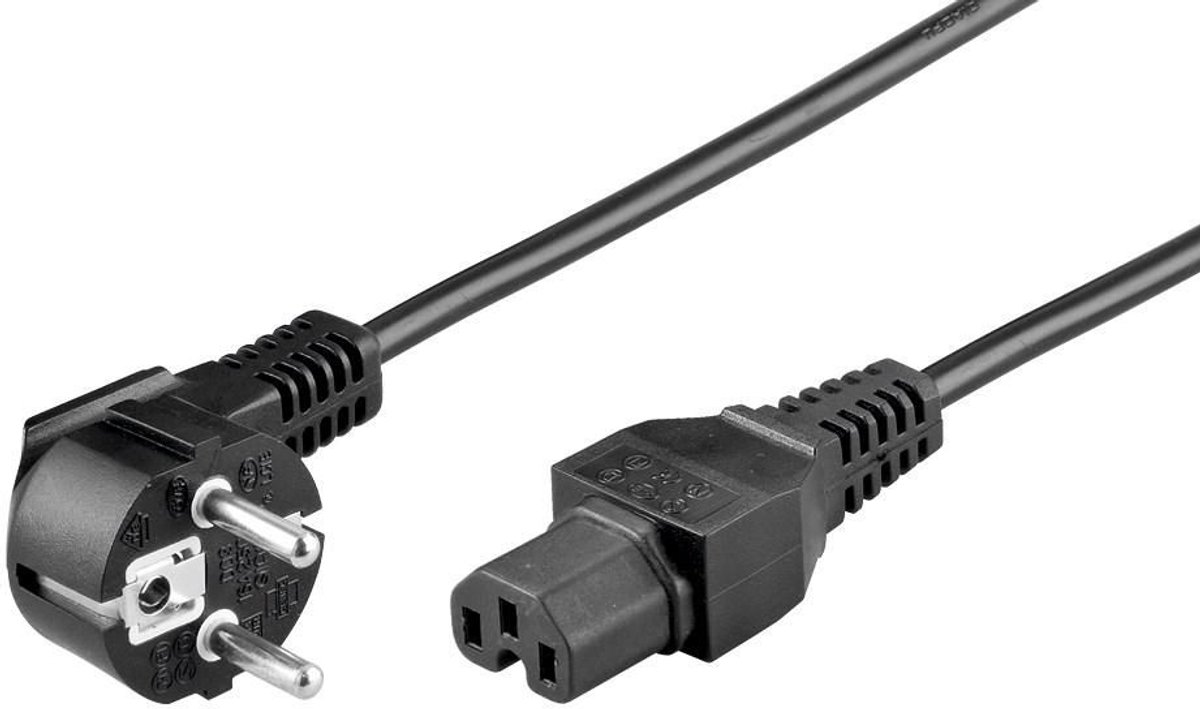 Microconnect PE01041 electriciteitssnoer Zwart 1 m Netstekker type E+F C15 stekker
