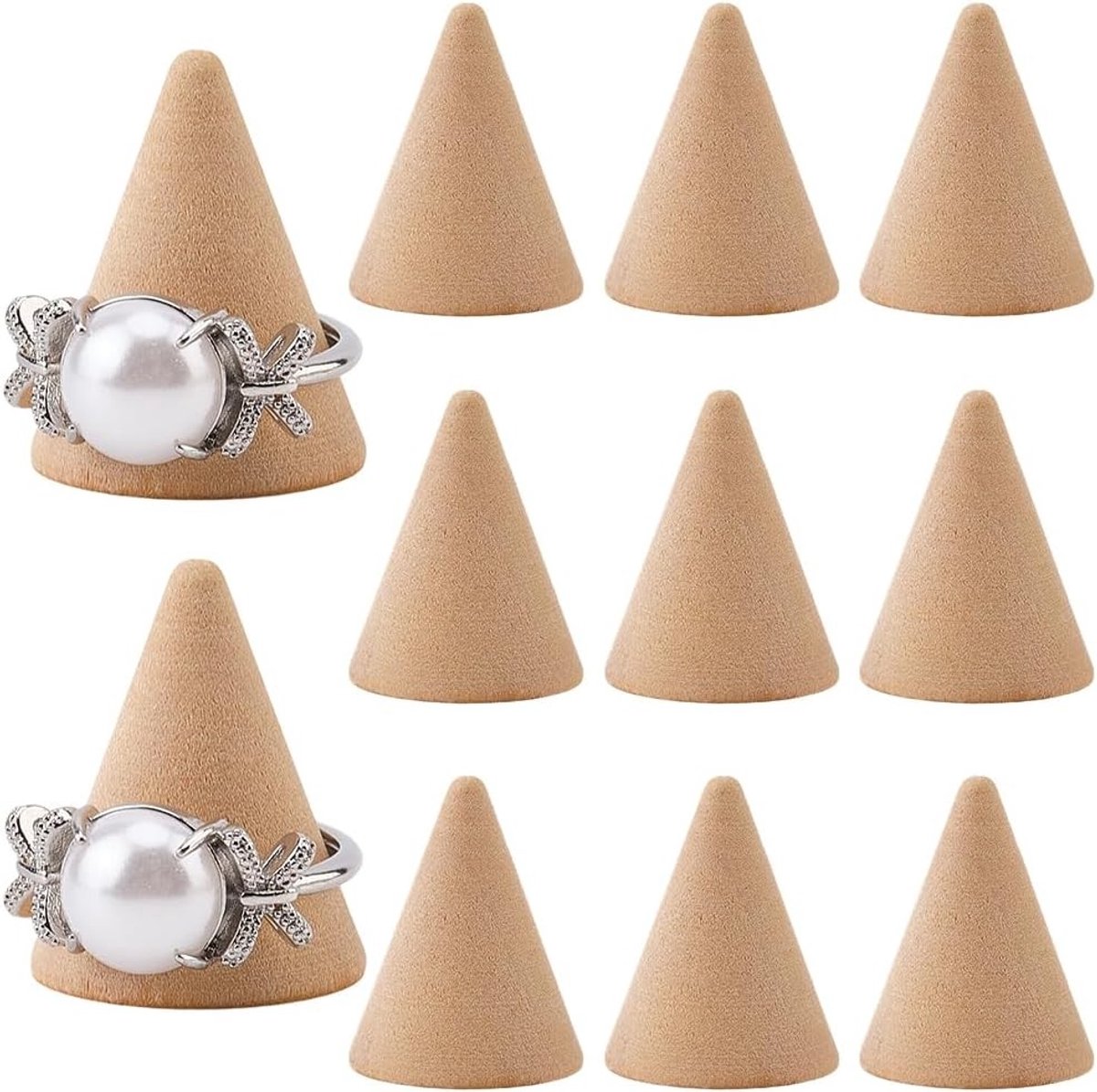 30 Stuks Natuurlijke Houten Ringen Display Kegels - Moderne Organizer voor Sieraden, Kaptafel en Decoratie