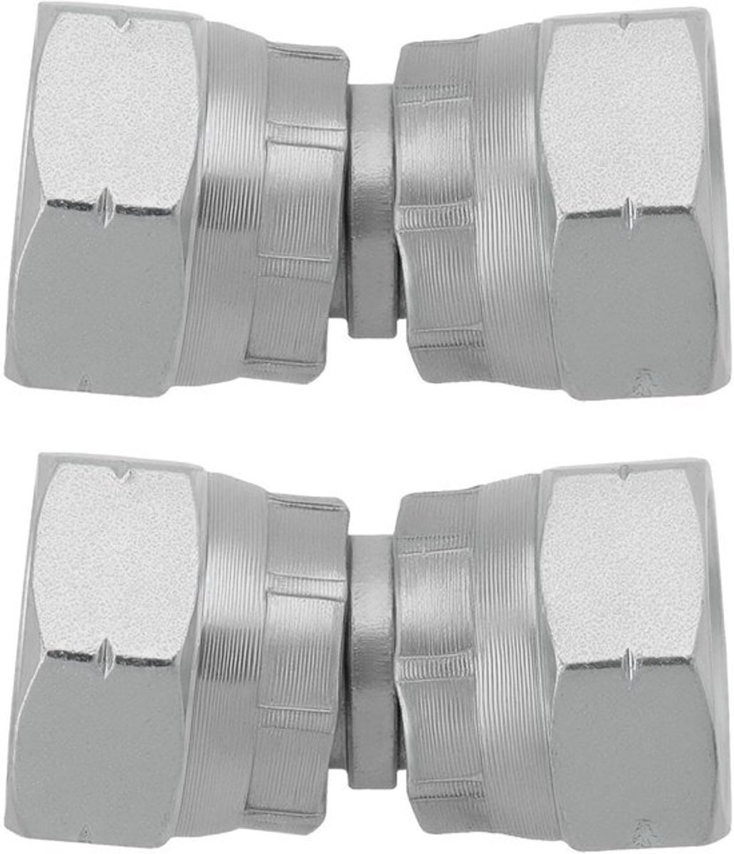2PCS Hydraulische Vrouwelijke naar Vrouwelijke Gelijke Draaikoppeling Adapter Connector Koolstofstaal BSP Draaikoppelingen, 3/8 Inch BSP naar 3/8 Inch BSP 15.2mm ID