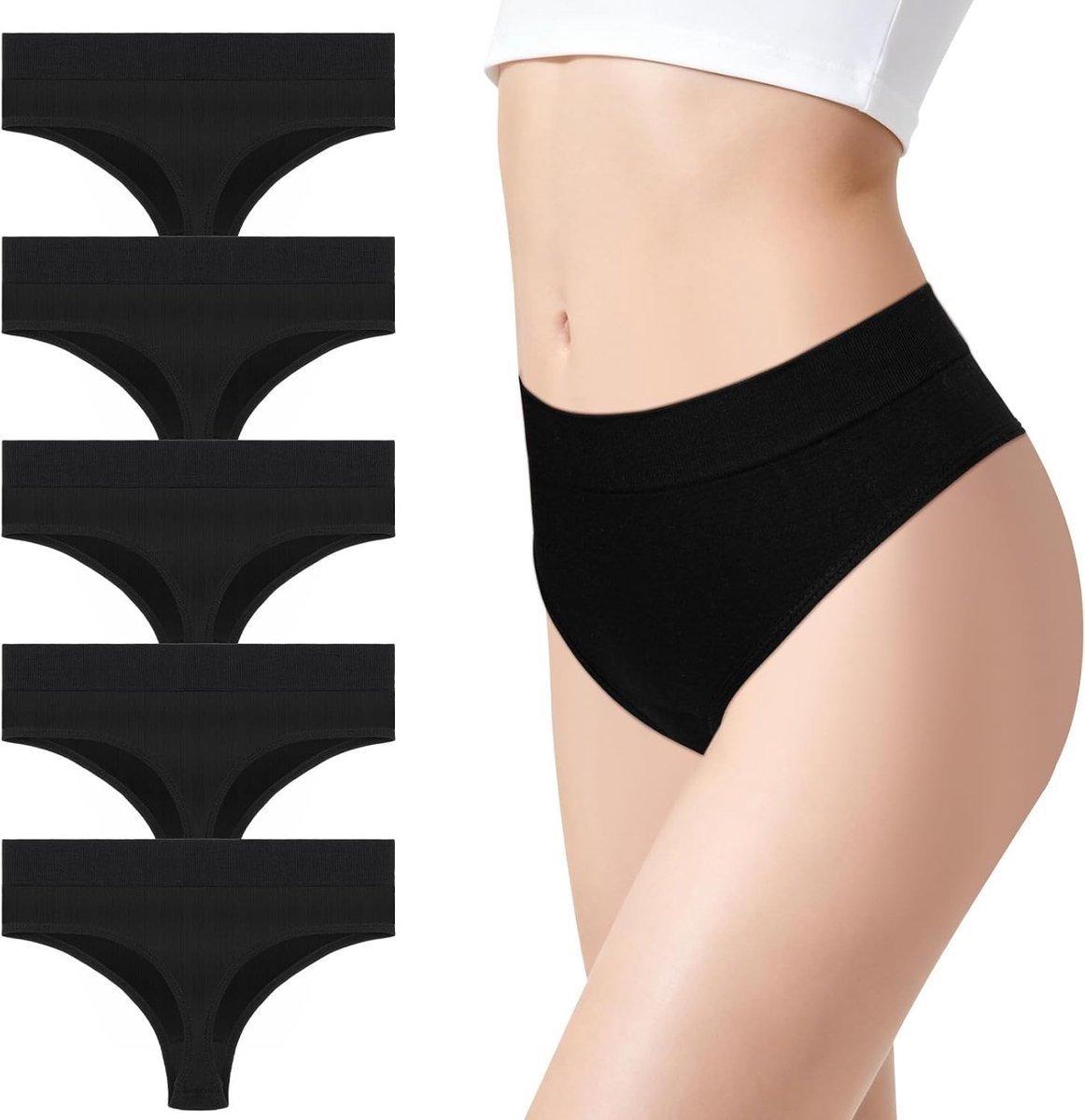Set van 5 naadloze strings voor dames, onzichtbare slips, comfortabel sportondergoed, sexy lage taille ondergoed voor dagelijks gebruik en fitness