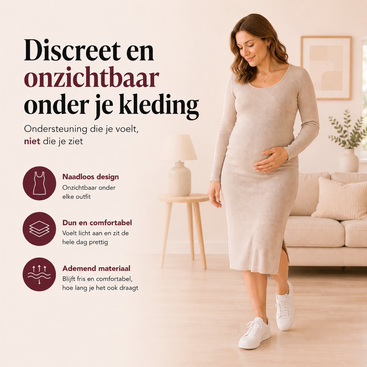Evite Verstelbare Zwangerschapsband - Buikband Zwangerschap - Buik & Rugsteun - Discreet en Ademend - Met Waszakje - Zwart - Maat L – foto 3
