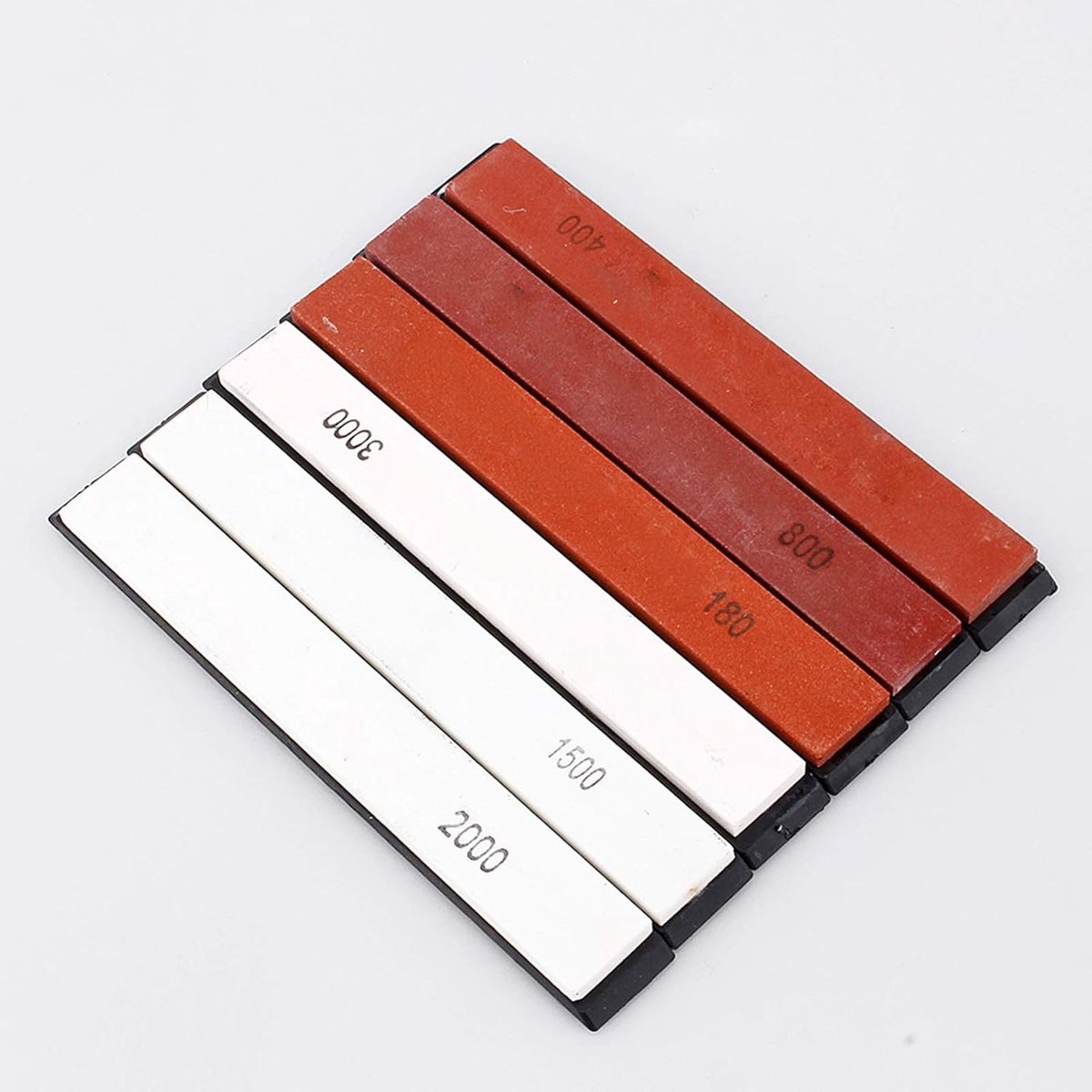 Set van 6 Slijpstenen voor Keukenmessen - Grit 180, 400, 800, 1500, 2000, 3000 - Perfect voor Snijden en Slijpen van Messen