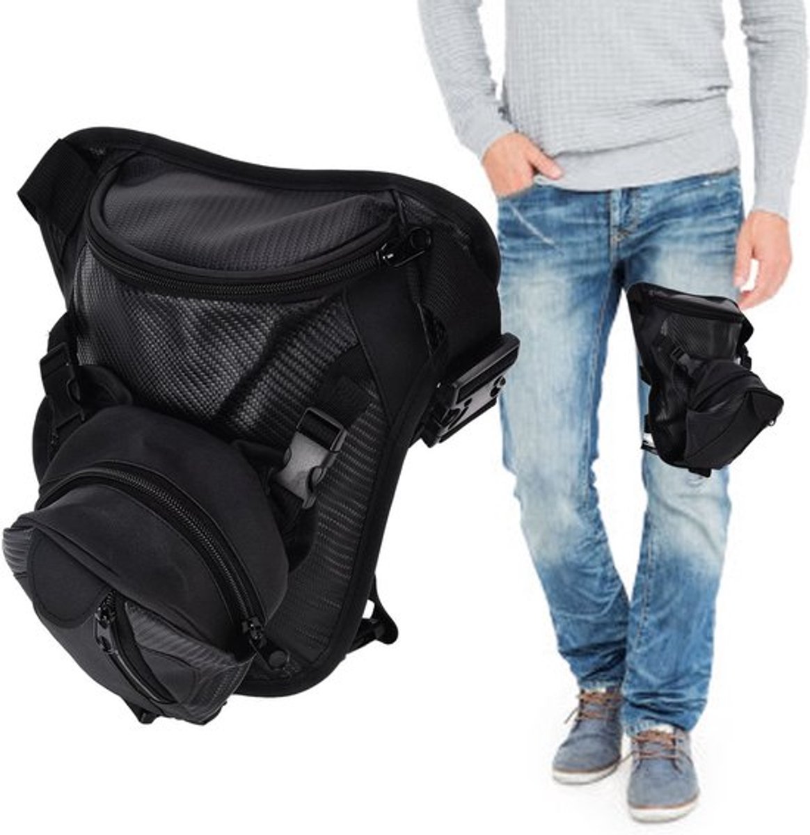 Leren Dijtas Voor Heren, Multifunctionele Drop-beenzak, Dijtas, Verstelbare Heupriem En Beenriemen, Veelzijdig Voor Reizen, Fietsen, Wandelen En Kamperen
