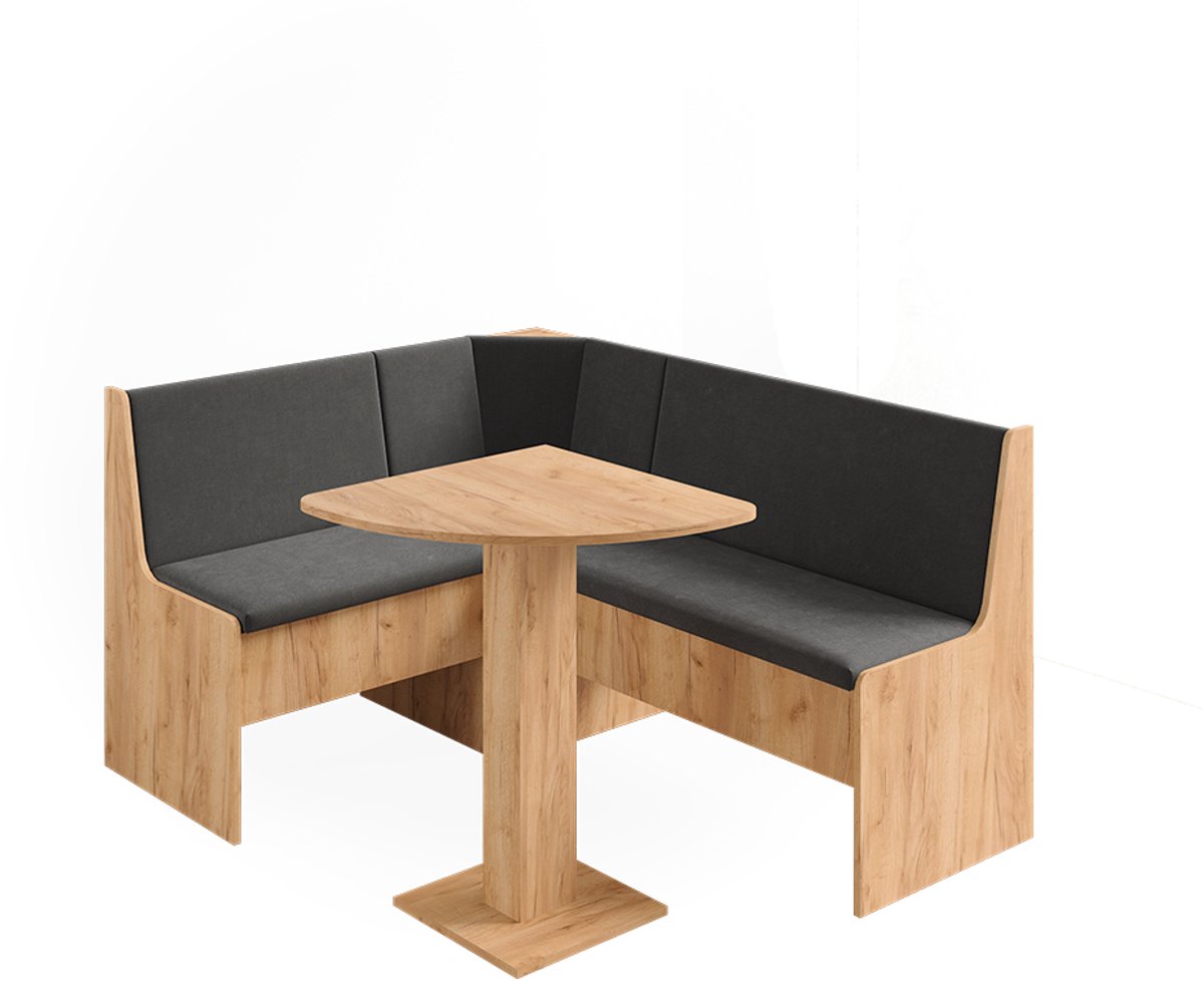 Vicco Hoekbankgroep Ramon, Goudkleurig Eiken, 137.6 x 92.8 cm met hoektafel