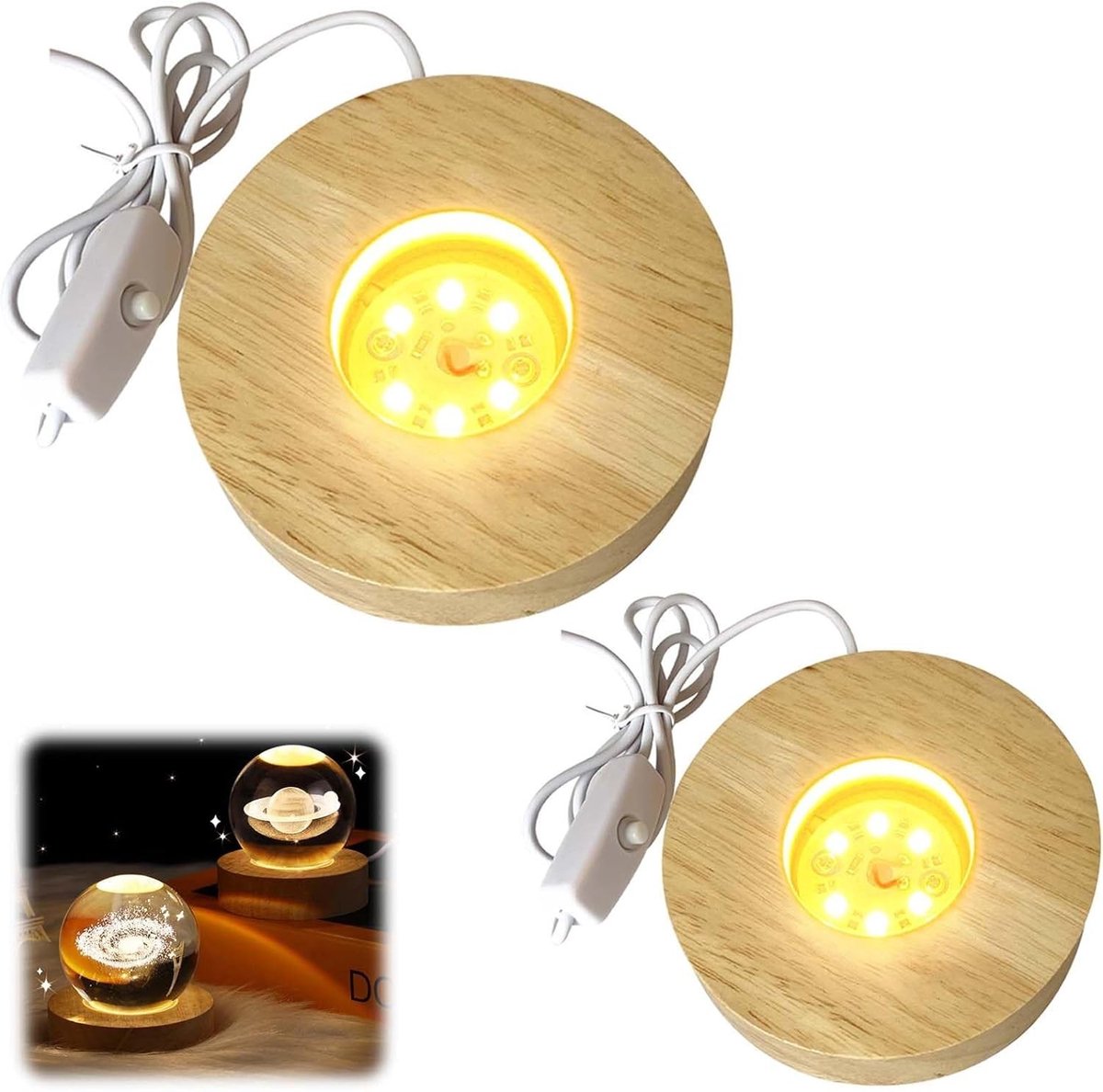 LED Verlichtingsbasis voor DIY Display van Kristallen, Glas, Acryl en Hars Sieraden - Set van 2 Lichtplaten voor Creatieve Presentaties