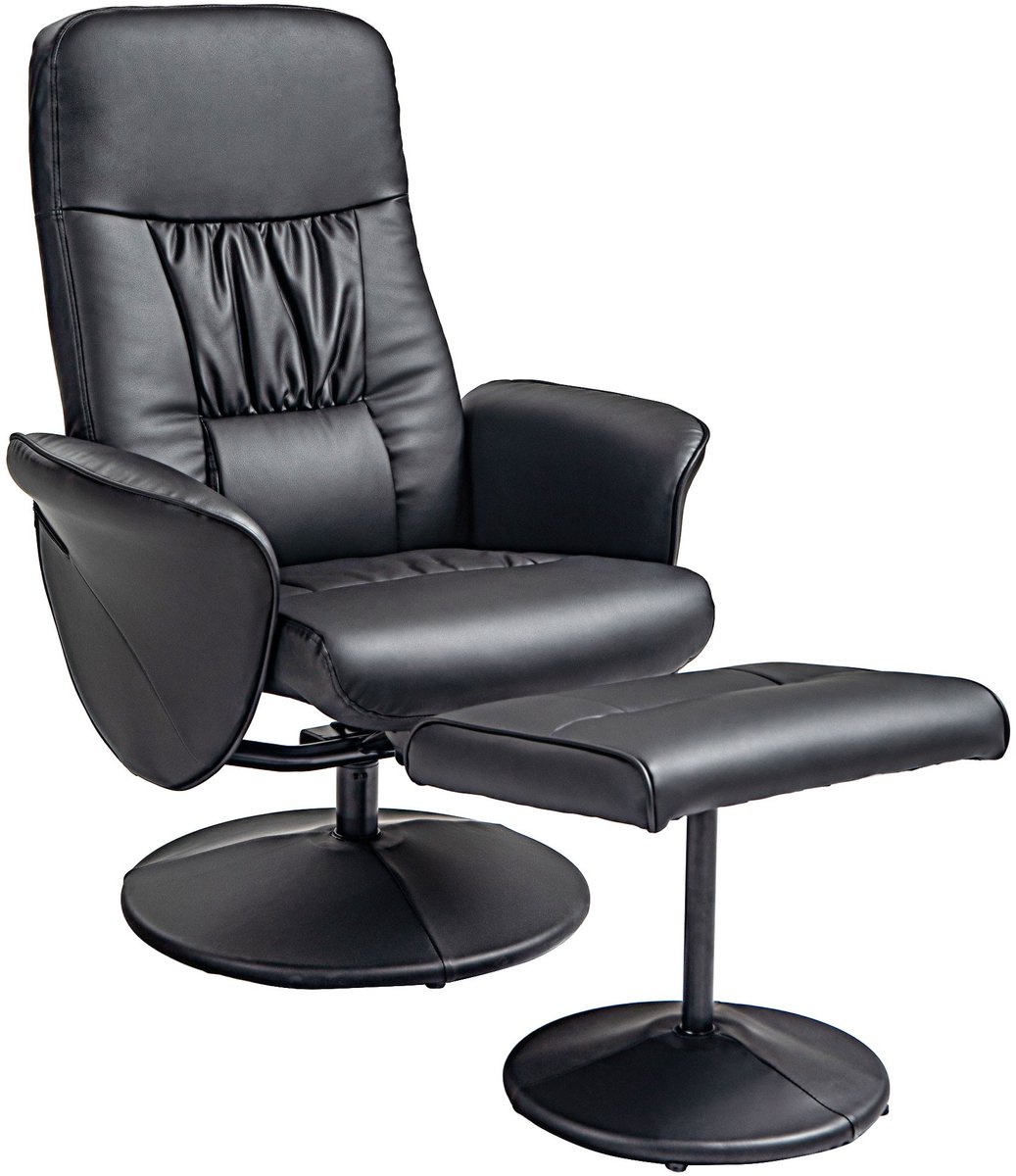 YYchan fauteuil met voetenbank - zwart - 76 x 81 x 101 cm