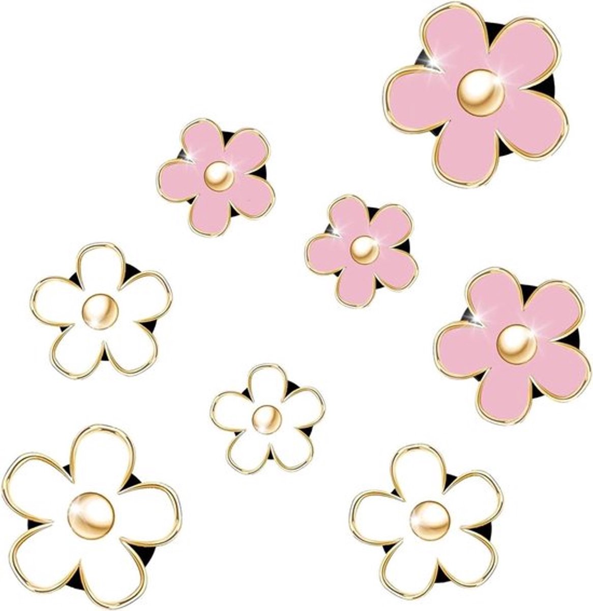 Luchtinlaatclips met madeliefjesbloem - 8 stuks, roze en wit - Auto airconditioningclip met kleurrijke bloem