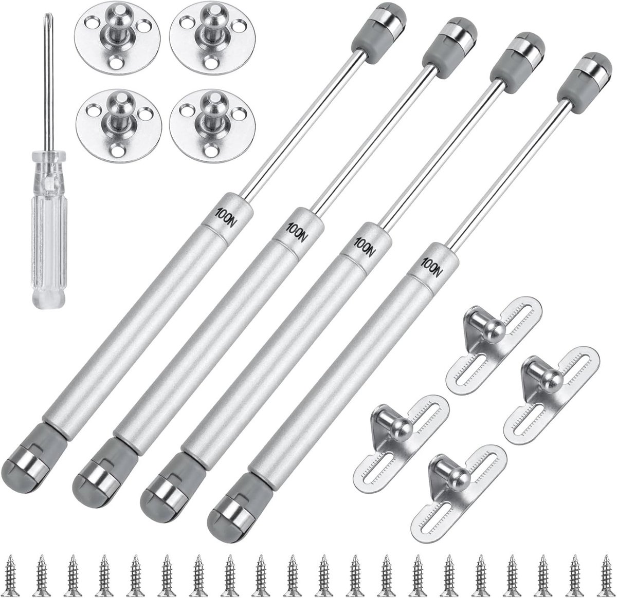 4 Stuks 100N Gasdrukveer voor Deuren, Pneumatische Steun voor Keukenkastdeuren, Demping en Liftmechanisme voor Meubels en Soft Close Hengen