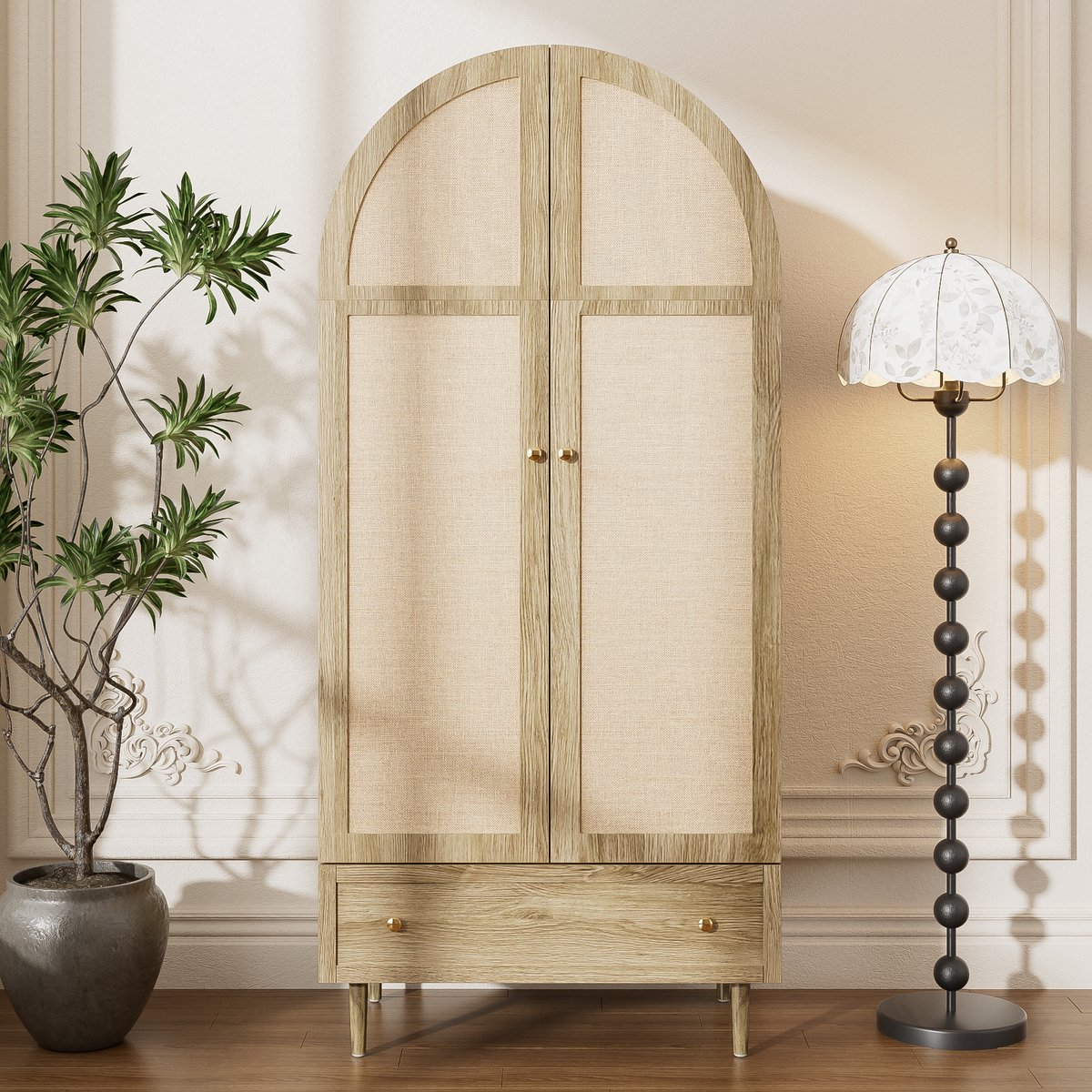 Intebiki - kledingkast - kledingrek - kledingkasten slaapkamer - garderobekast - met grote lade - kledingkast organizer - kledingstang - 79x50x175 cm - Eik
